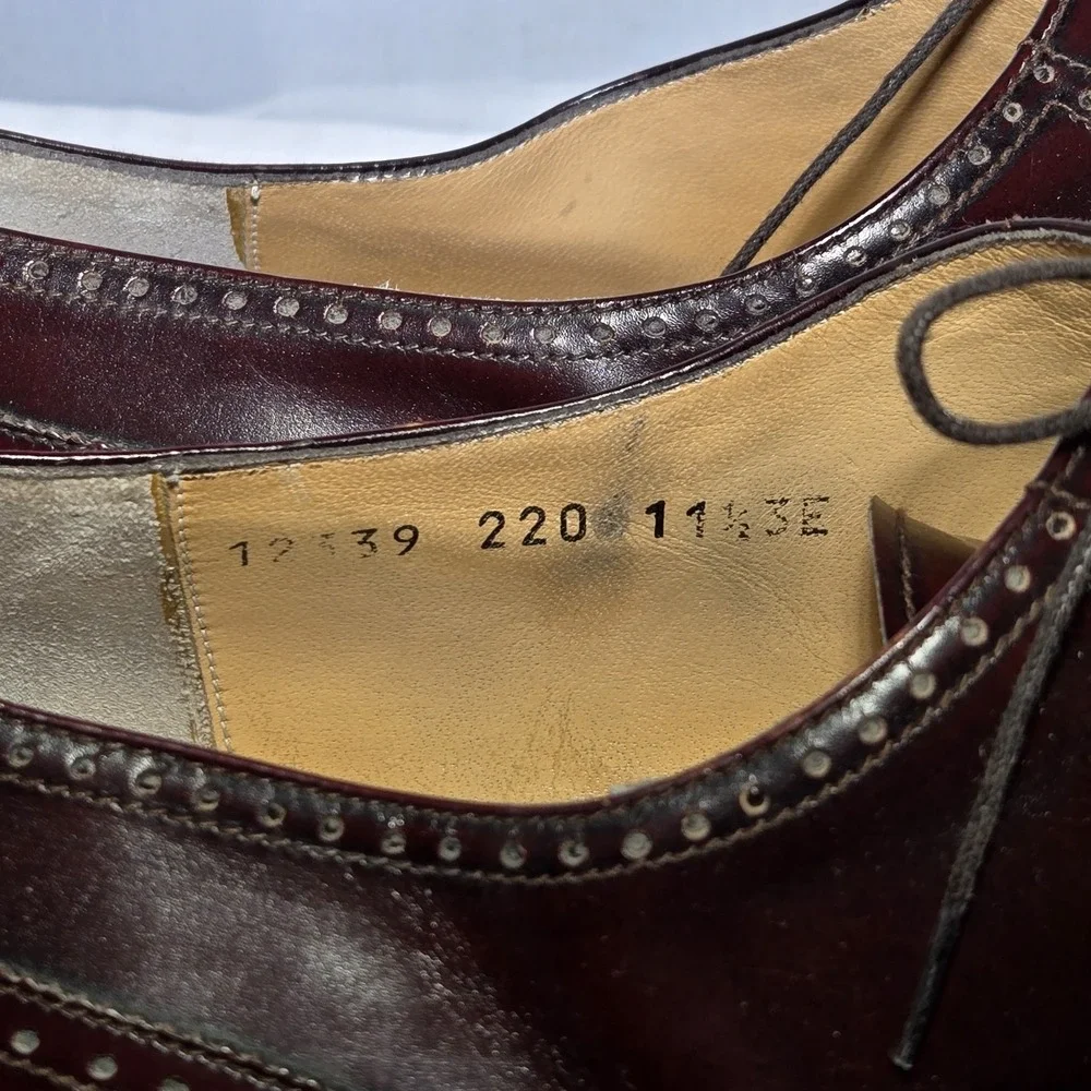 Salvatore Ferragamo Wingtip Mens 11.5 3E Burgandy Leather Oxford Shoes Italy